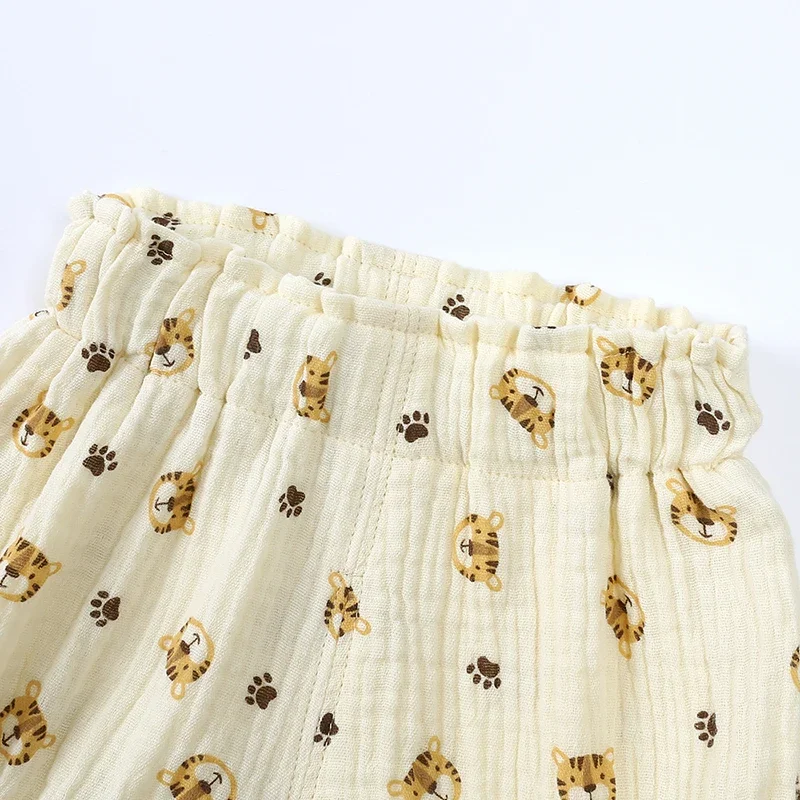 Baby Summer Cotton Linen Shorts Solid Print Breathable Unisex Outfit Bloomers Boy Girl