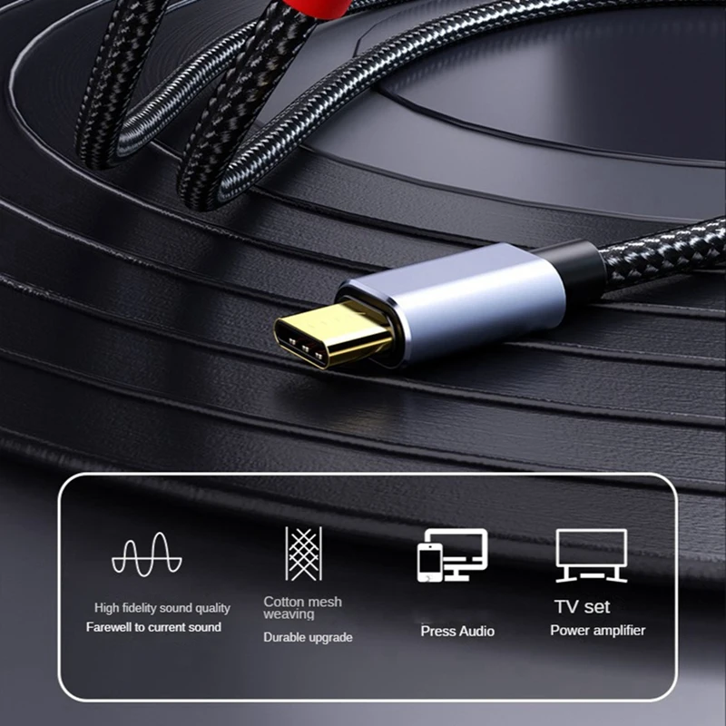 USB C To 2RCA Ÿ-C To  RCA  ̺,   ڵ, ޴, º, 1M