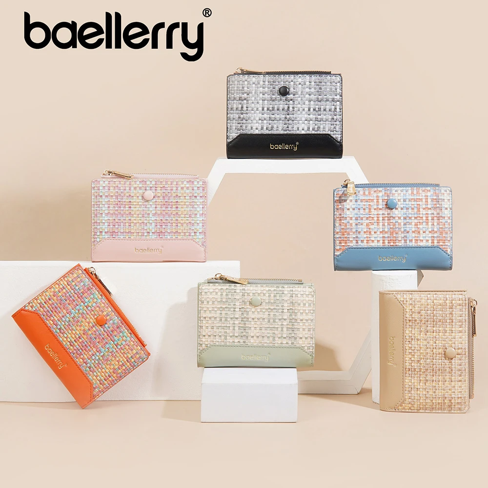 Baellerry Vegan Leather Short Purse 2025 - Secure Zippered Design, 4 Slot Card Wallet & Coin Pouch