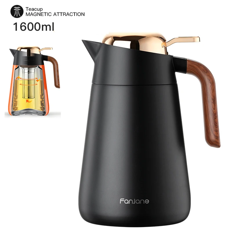 New Thermal Coffee Carafe 1000ML Large Capacity Insulated Water Pitcher 316 Stainless  Steel Tea Pot with Detachable Tea Strainer - AliExpress