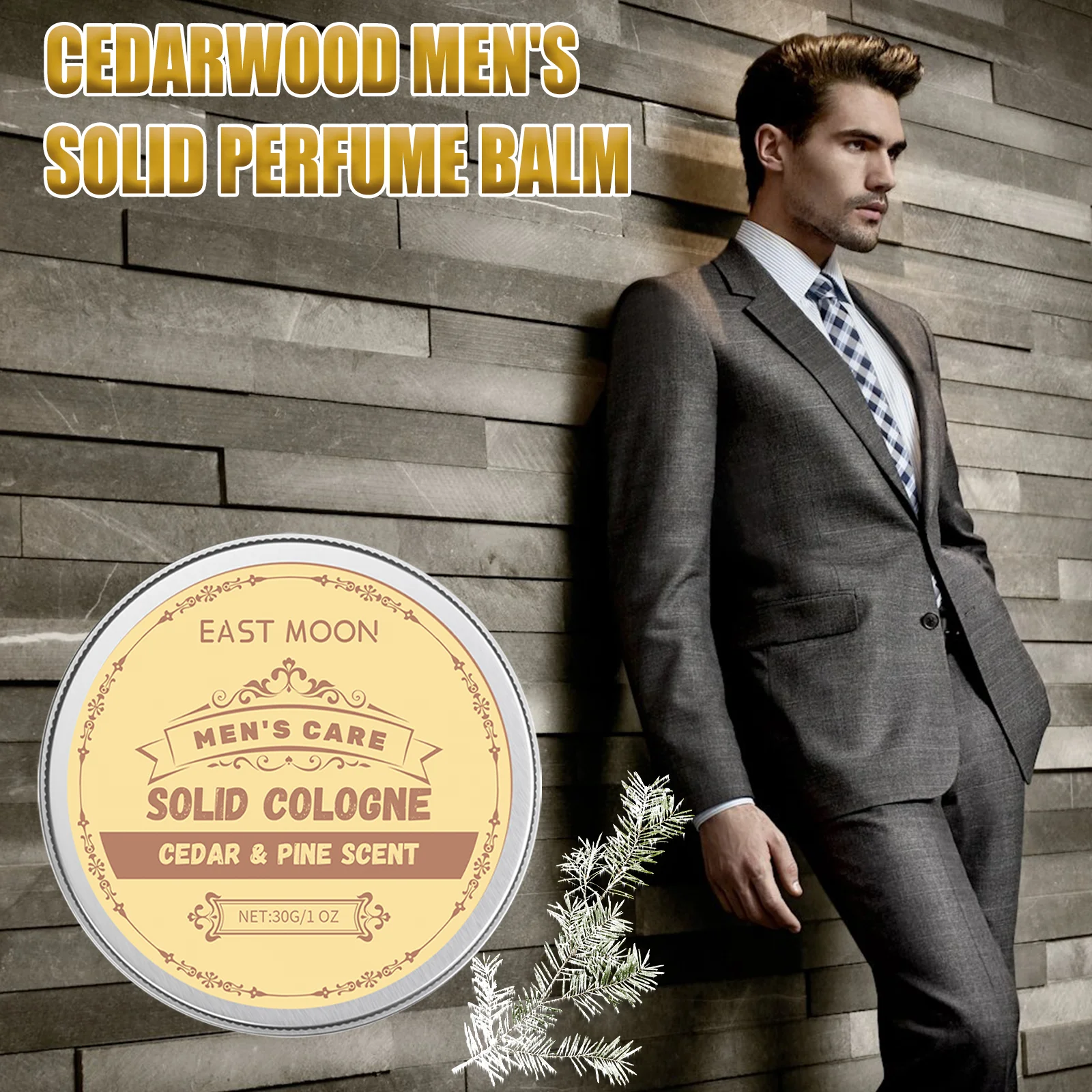 Parfum solide en bois de cèdre pour hommes, baume parfumé Portable longue durée, huile de graines, parfum Woody, toilettage quotidien, cadeau pour lui