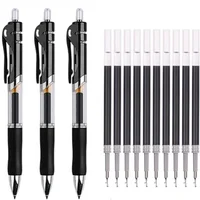 Retractable Gel Pen Set 0.5mm Black/Red/Blue Large Capacity Ball Point Pen Handle Replaceable Refills Rod School Office Supplies 1