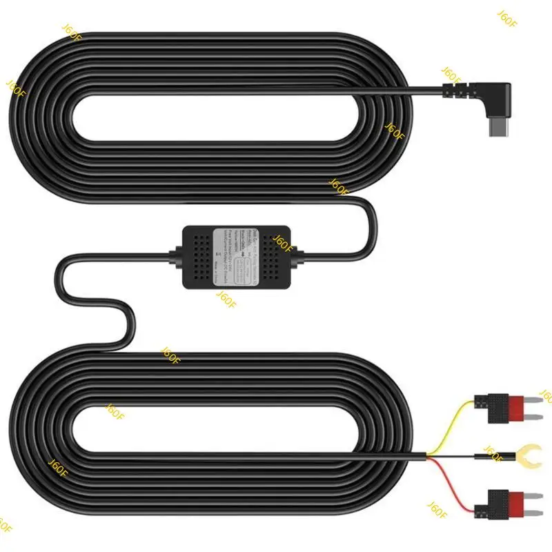 J60F USB Type C Hard Wire for Car Camera with Safety Features & Easy Installation Converts 12V 24V to Stable 5V/3A Output