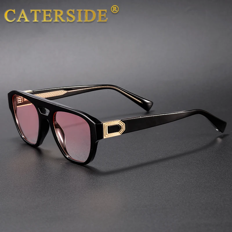 CATERSIDE Herren-Sonnenbrille mit quadratischem Rahmen, großer Fassung, flachem Oberteil, Doppelbrücke, Farbverlauf, für Damen, Outdoor, Autofahren, modische Brille – Detail 2