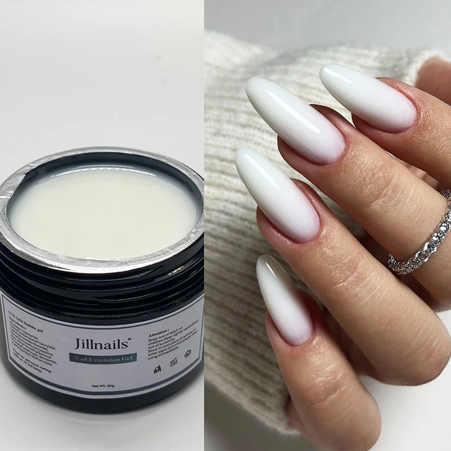 Jillnails Glitter Acrylic Gel for Nails Extension 50g Clear Milky Acryl Poly Nail Gel 5