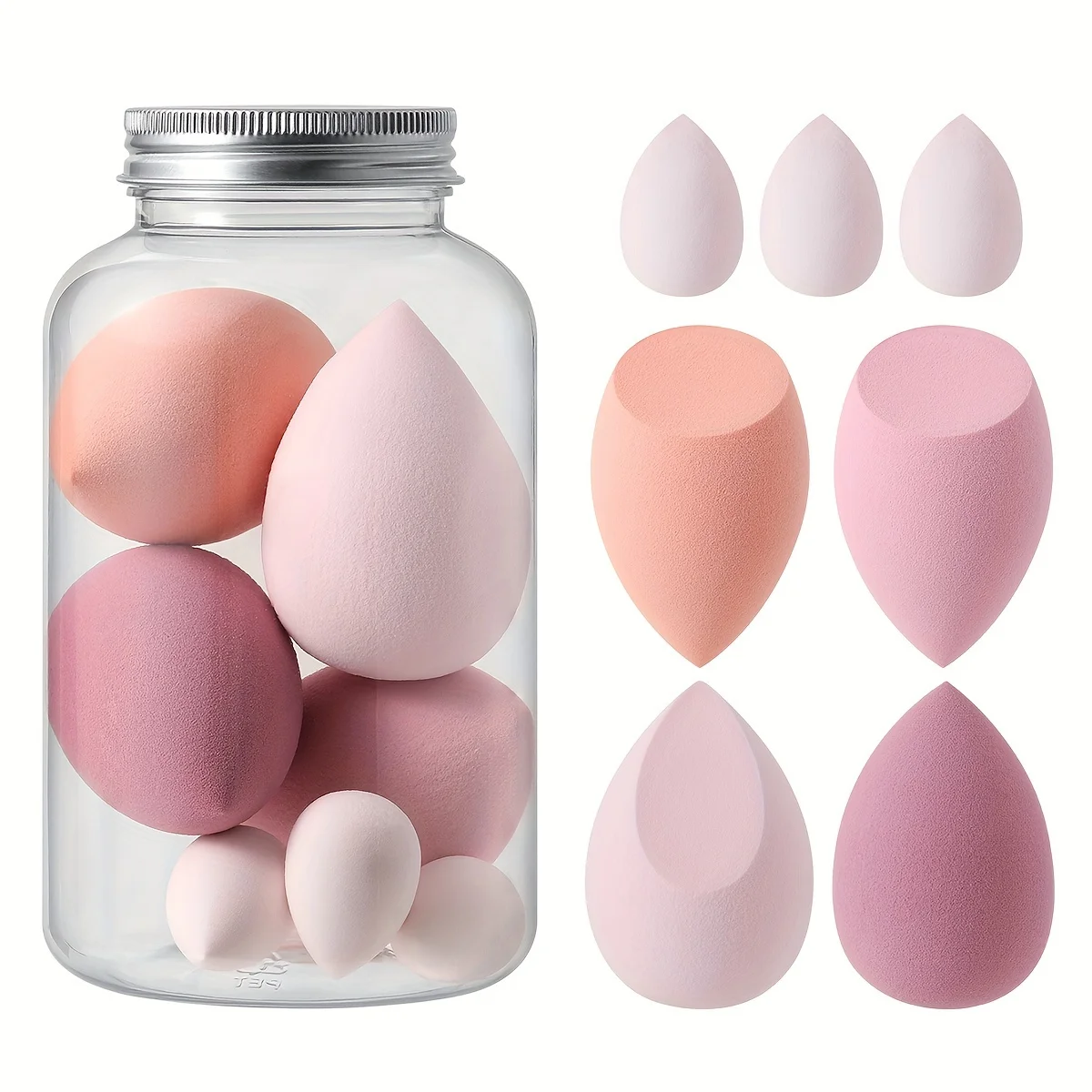Description Picture 3 of item7One bottle of 4 large makeup eggs + 3 mini makeup egg bottle set beauty egg drift bottle powder puff set