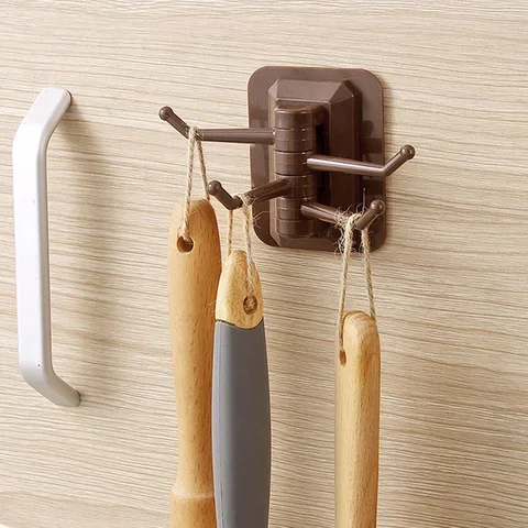 

Hook Organizer Kitchen Punch-free Multi-Purpose Wall Hooks 180 Degree Rotatable Stick Hook Bathroom Key Clothes Adhesive Hook