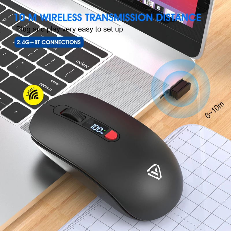 Wireless Rechargeable Bluetooth Mouse - Silent & Ergonomic for Enhanced Productivity