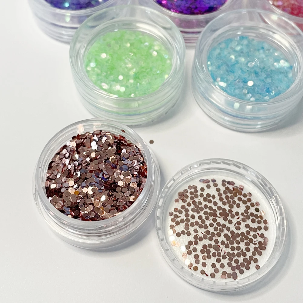 12 Colors Holographic Sequins Glitter Powder for Nails Nail Art Kits 3D Glitter Metallic Shining Flakes Acrylic Powder Decor
