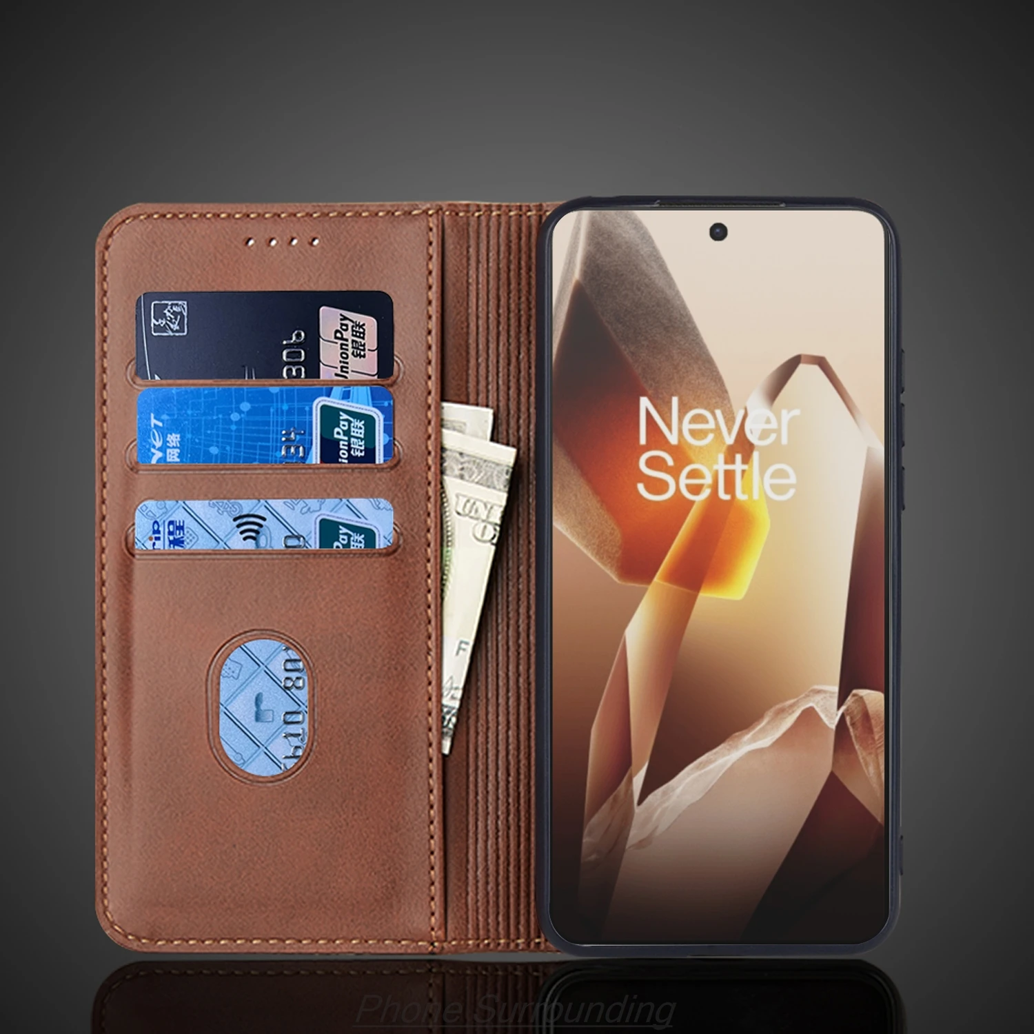 Oneplus 13R / 1 + 13R 플립 케이스 카드 홀더 홀스터 마그네틱 어트랙션 커버 지갑 케이스 Capa Fundas Coque 용 가죽 케이스
