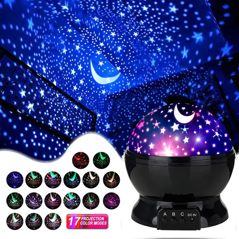

Starry Projector Night Light Rotating Sky Moon Lamp Galaxy Lamps Home Bedroom DecorationStarlight Christmas Lights for Kids Gift