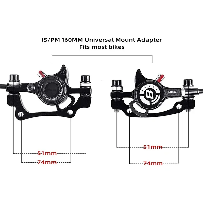 BUCKLOS HB-323 Hydraulic Disc Brake Set For Mountain Bike – Front & Rear, 160mm G3 Rotors, 2-Piston, Black