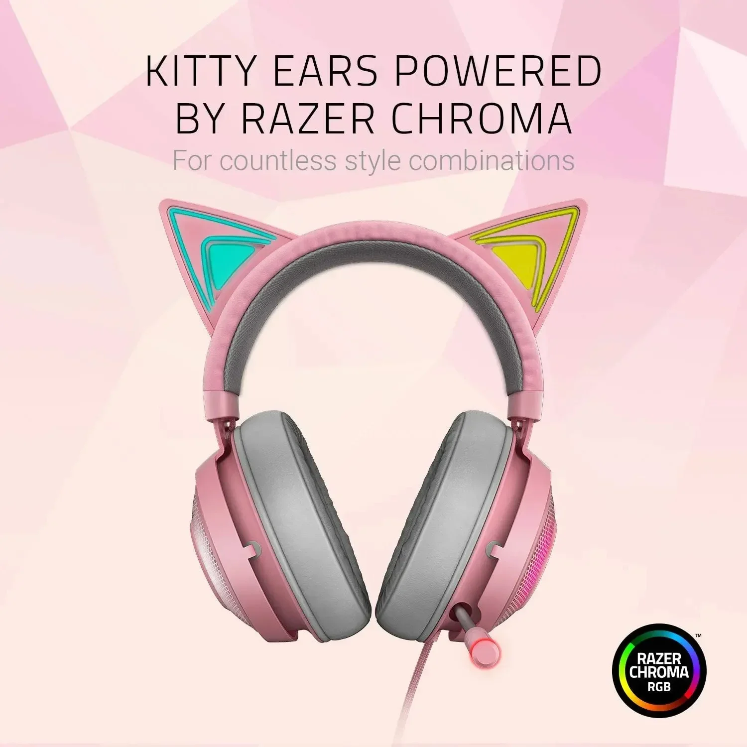 Razer Kraken Kitty Gaming Headset RGB THX 7.1 Surround Sound USB Interface Active Noise Reduction Microphone For Pc Laptop
