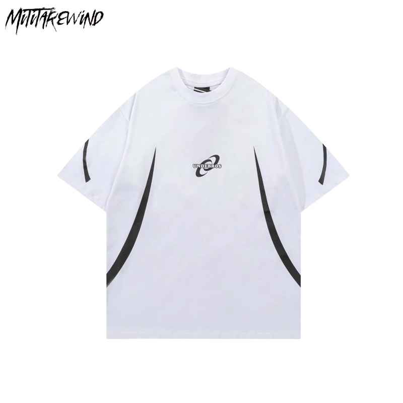 

High Street Print Casual Loose T Shirts Couple Oversized Summer Cotton Pullover O Neck Fashion Korean Harajuku Graphic New Tops
