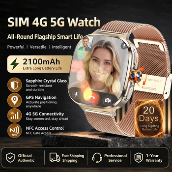 Smartwatch Android 10 con SIM, 8GB+128GB RAM, 4G/3G, Display AMOLED, Batteria 2100mAh, Fotocamera 900W, GPS, WIFI, Download App Google, 2.40 Pollici