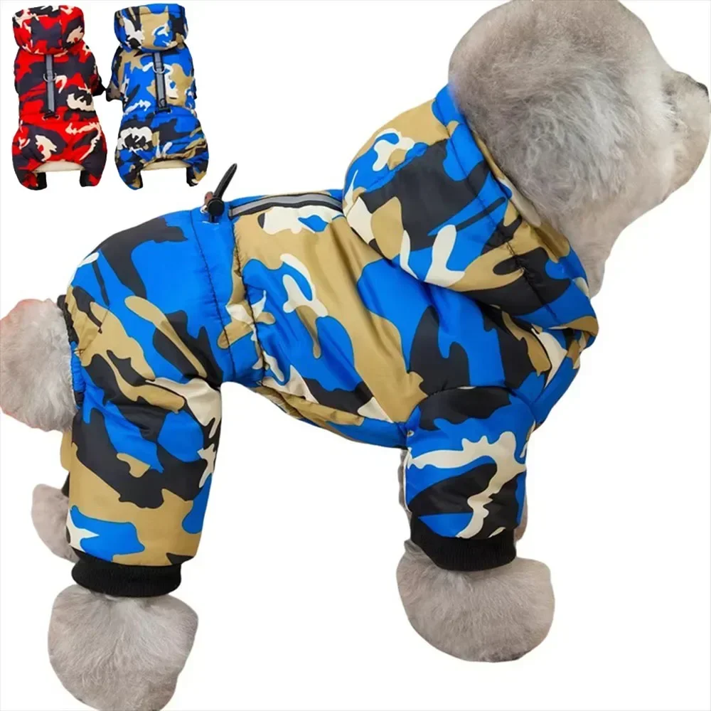 Camouflage Pet Snowsuit Puppy Down Coat Cotton Jacket Waterproof Warm Dog Jumpsuit Winter Pet Clothes for Small Dogs Cat Outfit