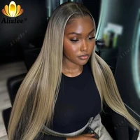Perruque Lace Frontal Wig naturelle lisse, blond sale ombré, 13x6, blond cendré avec racines foncées, 13x4, pour femmes 5