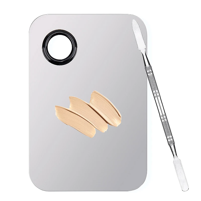Tavolozza per miscelazione trucco Tavolozza per miscelatore per ombretto per fondotinta in acciaio inossidabile con asta per spatola Set di strumenti di bellezza per bastoncini colorati - immagine 5