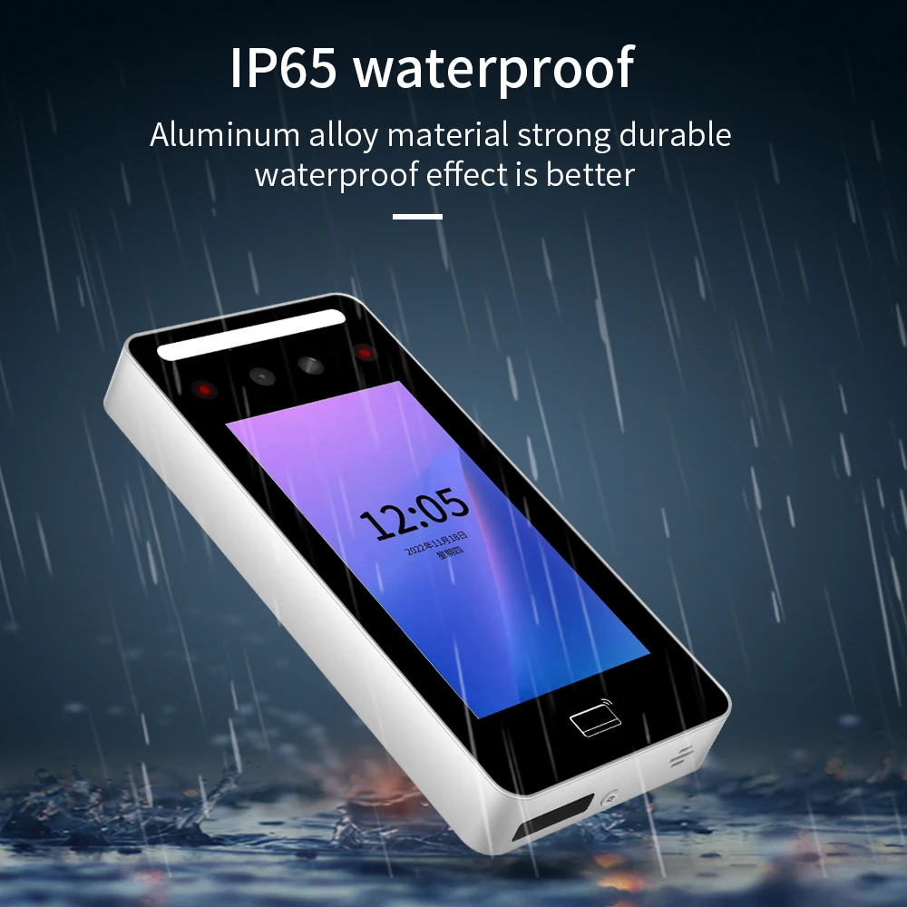 Tuya App IP65 Outdoor Wifi Connection Face Recognition Access Control Terminal 5inch Ssreen Dynamic Living Detection 2000 Users fingerprint face recognition machine
