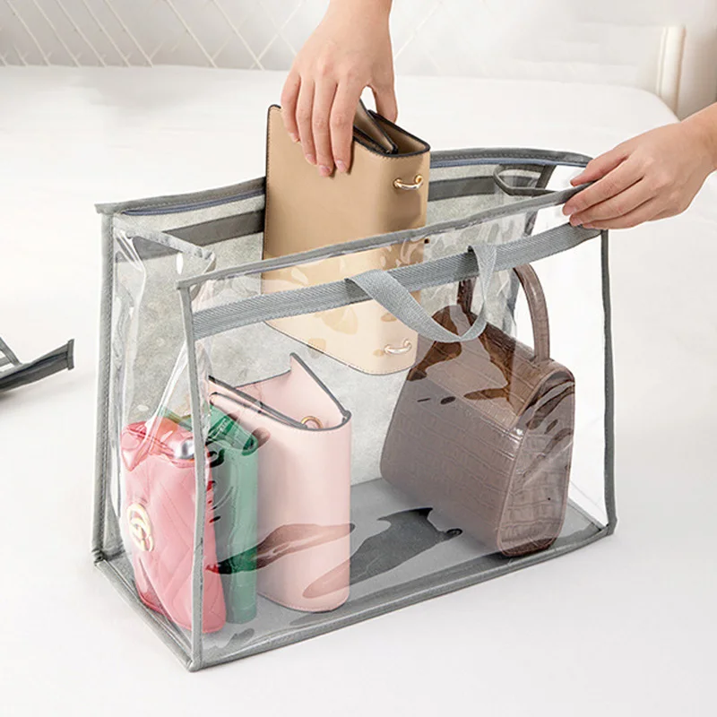 

1PC Dust-Proof Hanging Storage Bag Clear Purse Organizer Handbag Zipper Dust Bags Package Protector High Capacity Bags