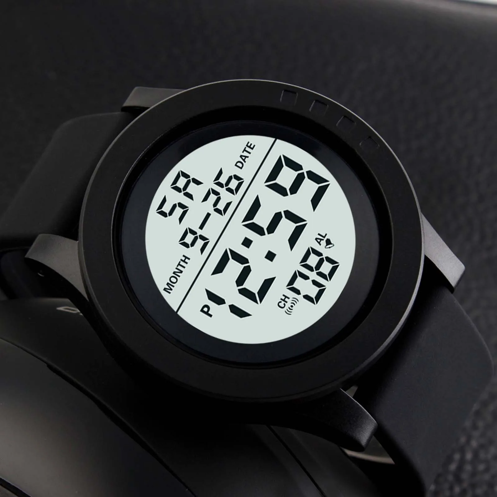 2024 New Mens Led Digital Display Watch Date Sport Women Outdoor Electronic Black Frosted Dial Silicone Strap Watch 4