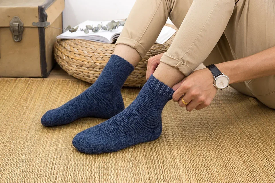 Mens Winter Merino Wool Socks - Thick Warm Cashmere 3 Pair Set