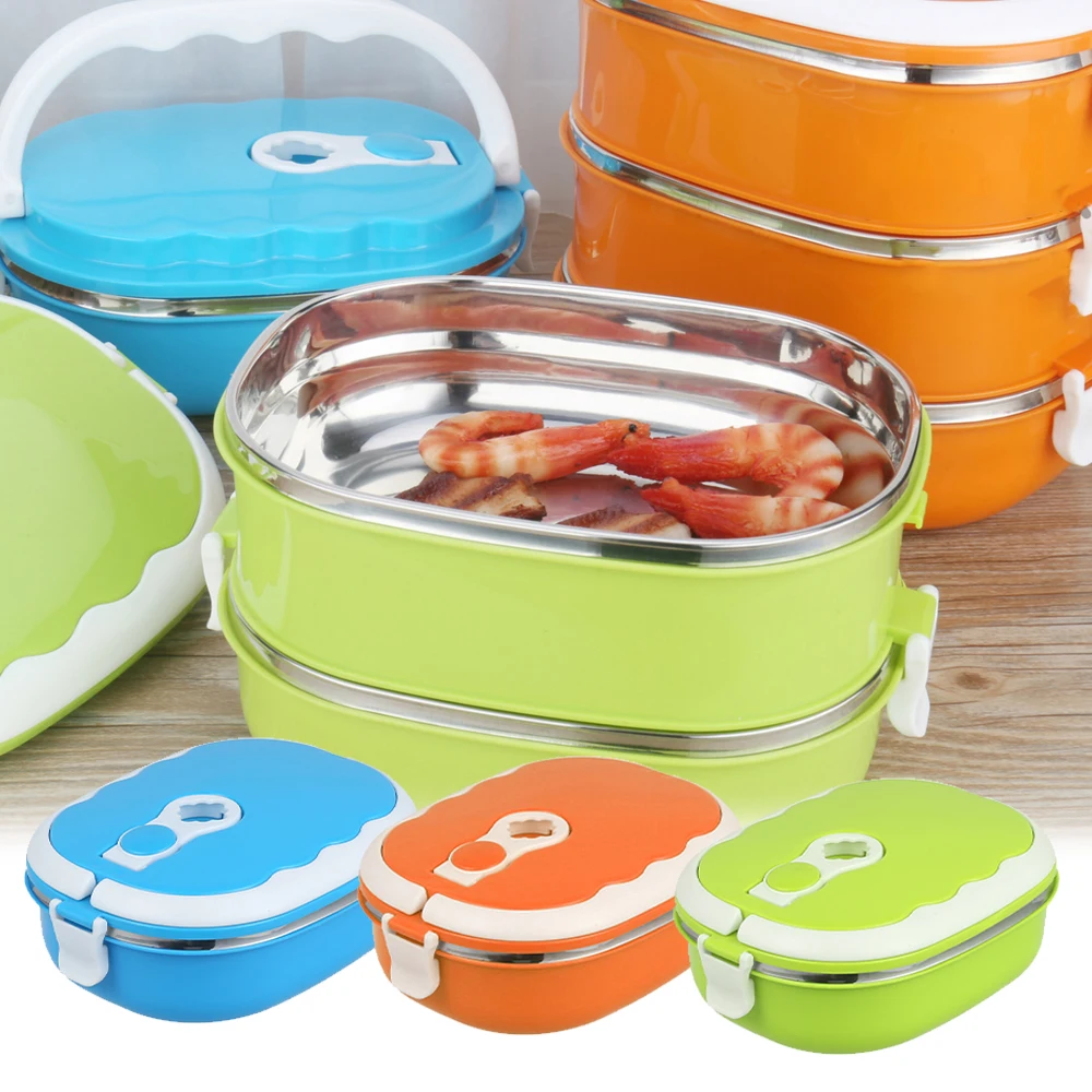 Bento Box Leak-proof Lunch Container Thermal Lunch Box with Folding Handle  900 ml Portable Meal Prep Containers for Kids Adults