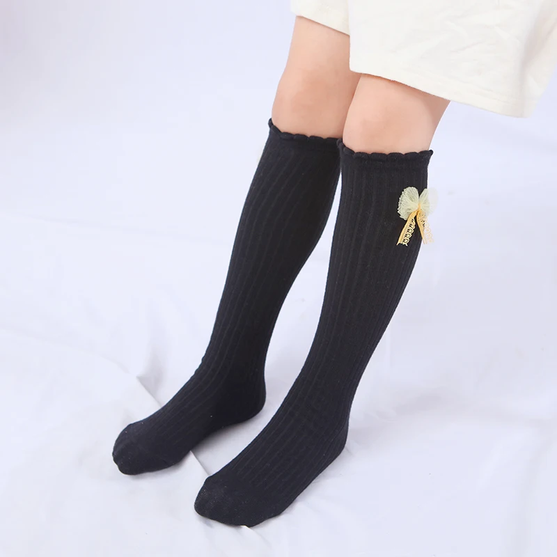 Toddler princess keep warm long socks Net yarn Lace bowknot Kids Girls Over Knee High Socks infant cotton Baby child