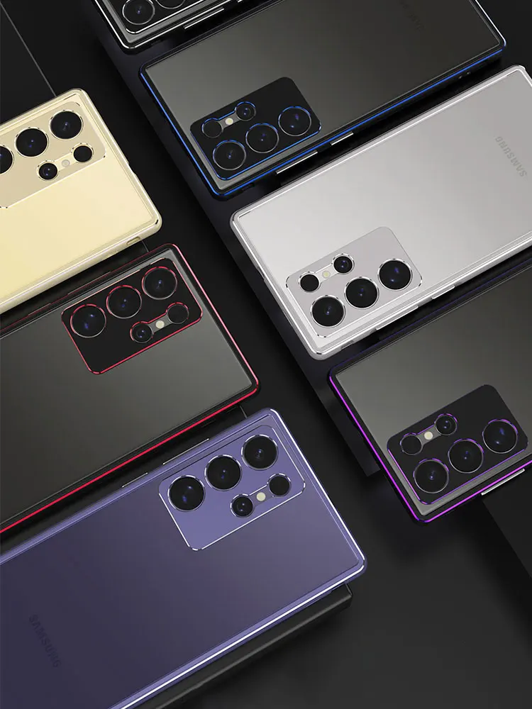 Lightweight Metal Alloy Bumper For Samsung Galaxy S24 Ultra Frame S23 FE S22+Plus Anti-Scratch Heat Dissipation Case+Camera Lens