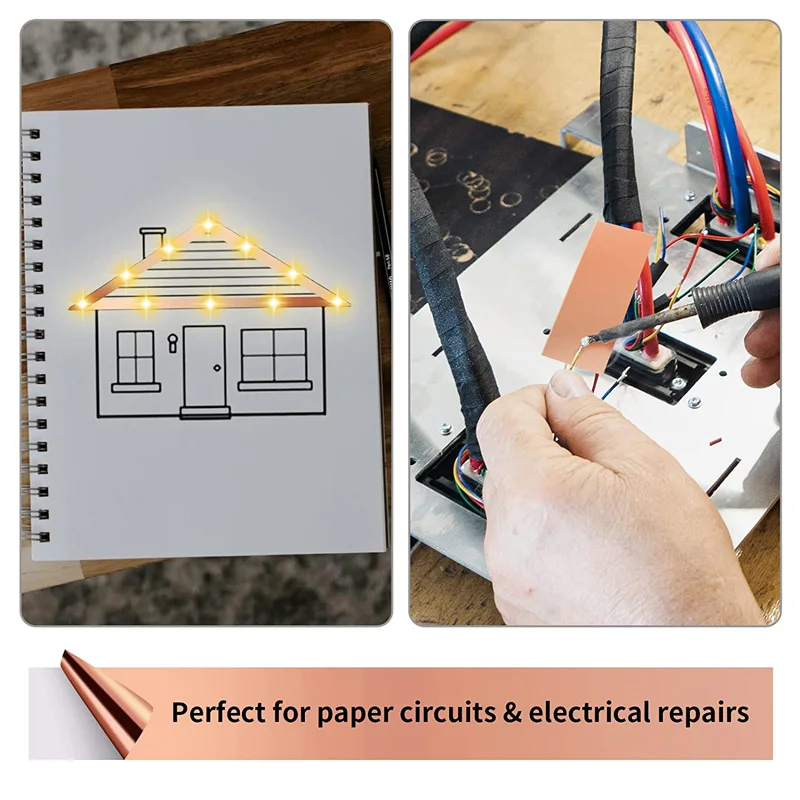 Nastro In Rame Biadesivo 5mm X 20m - 2 Rotoli Con Raschietto Per Vetrate Artistiche E Riparazioni Elettriche