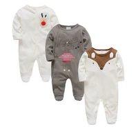 Kavkas 3 Pcs/lot Baby Boy Rompers 100% Cotton Full Sleeve Autumn Spring Clothes O-Neck 0-12 Months Infant Clohting