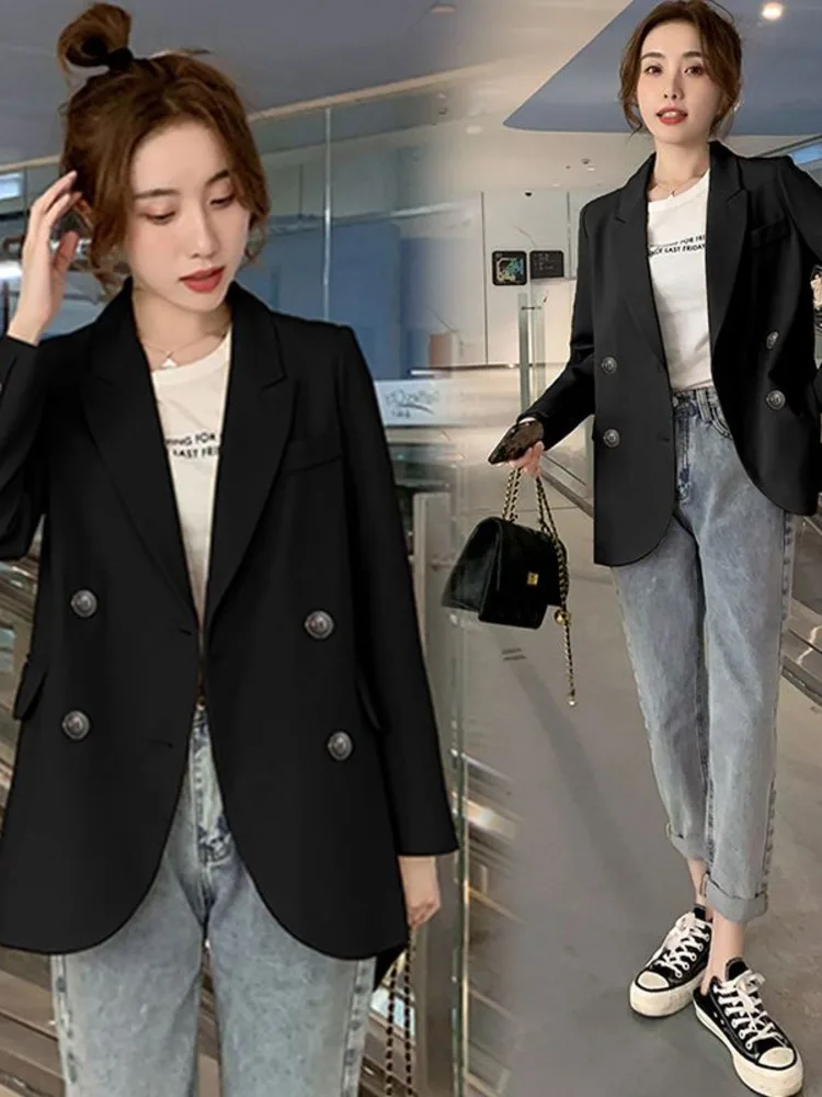 

Women Long Sleeve Blazer Fashion Elegant Casual Double-breasted High Street Office Lady Classic Blazer Work Clothing New