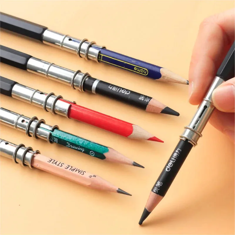 1-10Pcs Adjustable Dual Head /Single Head Pencil Extender Holder Sketch School Office Painting Art Write Tool for Writing Gift 2