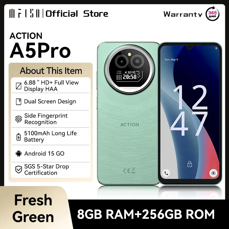 IIIF150 Action A5Pro Phone Android 15 Go Smartphone 12GB RAM 256GB ROM 6.8inch HD+ HAA Display Dual Screen Design 5100mAh Batter - Image 10