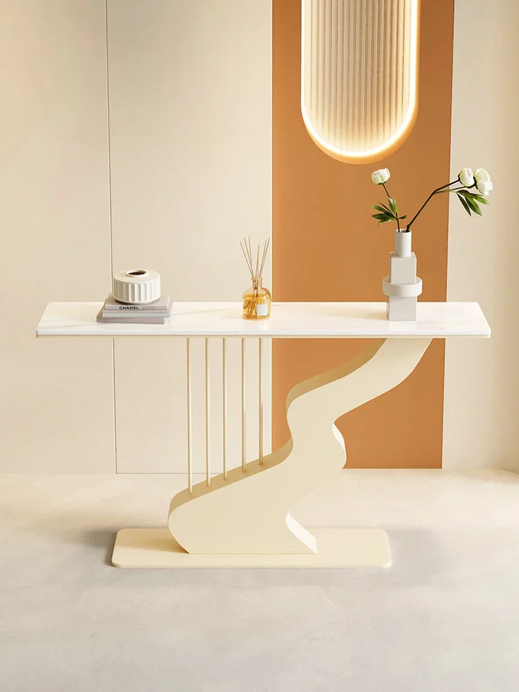 

Cream wind light luxury rock slab entryway table creative entryway table