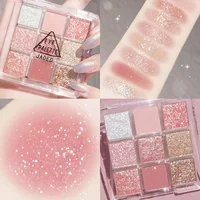 Snow Sequin 9-Color Eye Shadow Palette Glitter Snowflake Diamond Pink Eye Shadow Korean Charming Contour Eyes Make Up Palette 1
