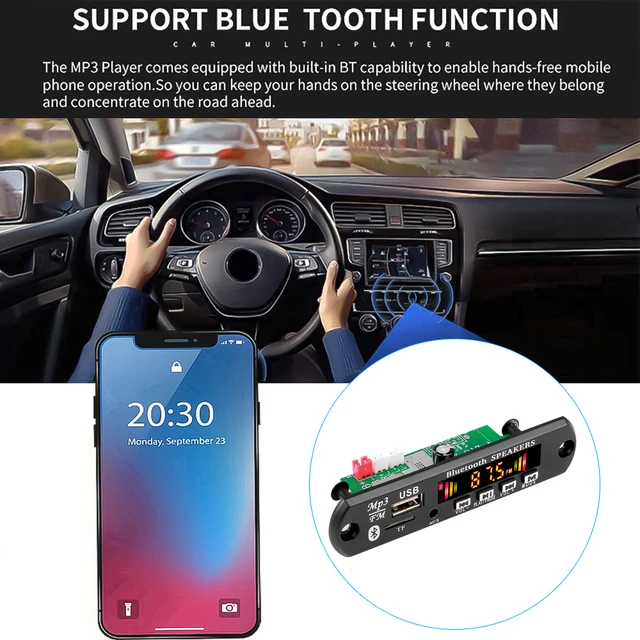 2*25W Stereo Bluetooth 5.0 MP3 Player Decoder Board 12V 50W amplifier Car FM Radio Module Handsfree Support TF USB AUX Recorders 4