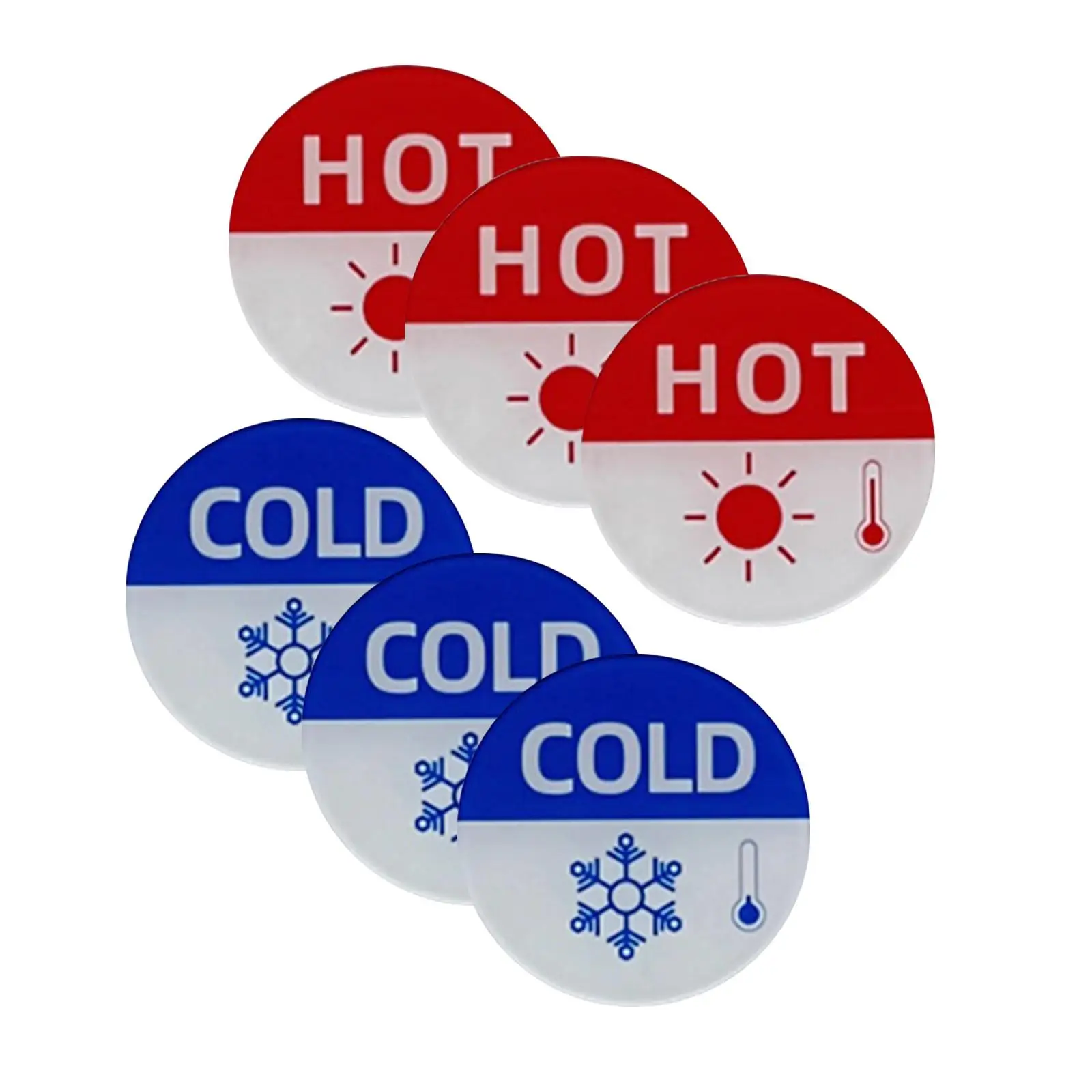 6 Pieces Hot and Cold Signs Durable Hot Cold Label for Sink Bathroom Kichen