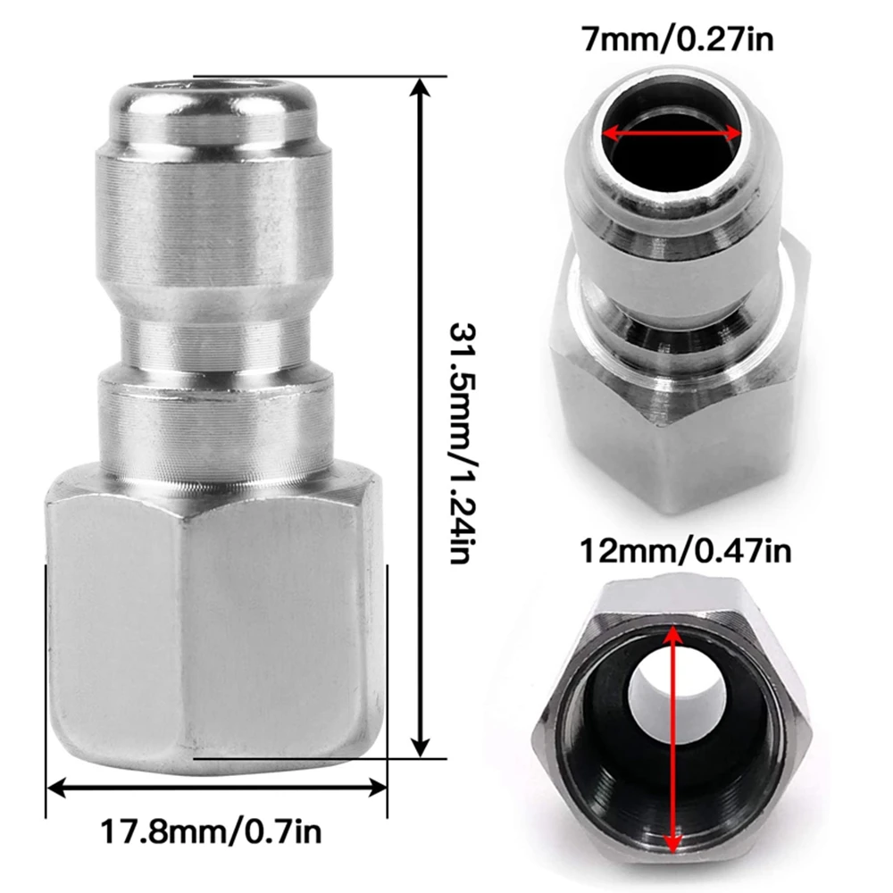 Stainless Steel Quick Connect Pressure Washer Coupler - 1/4 Inch Male & Female Threaded Accessories