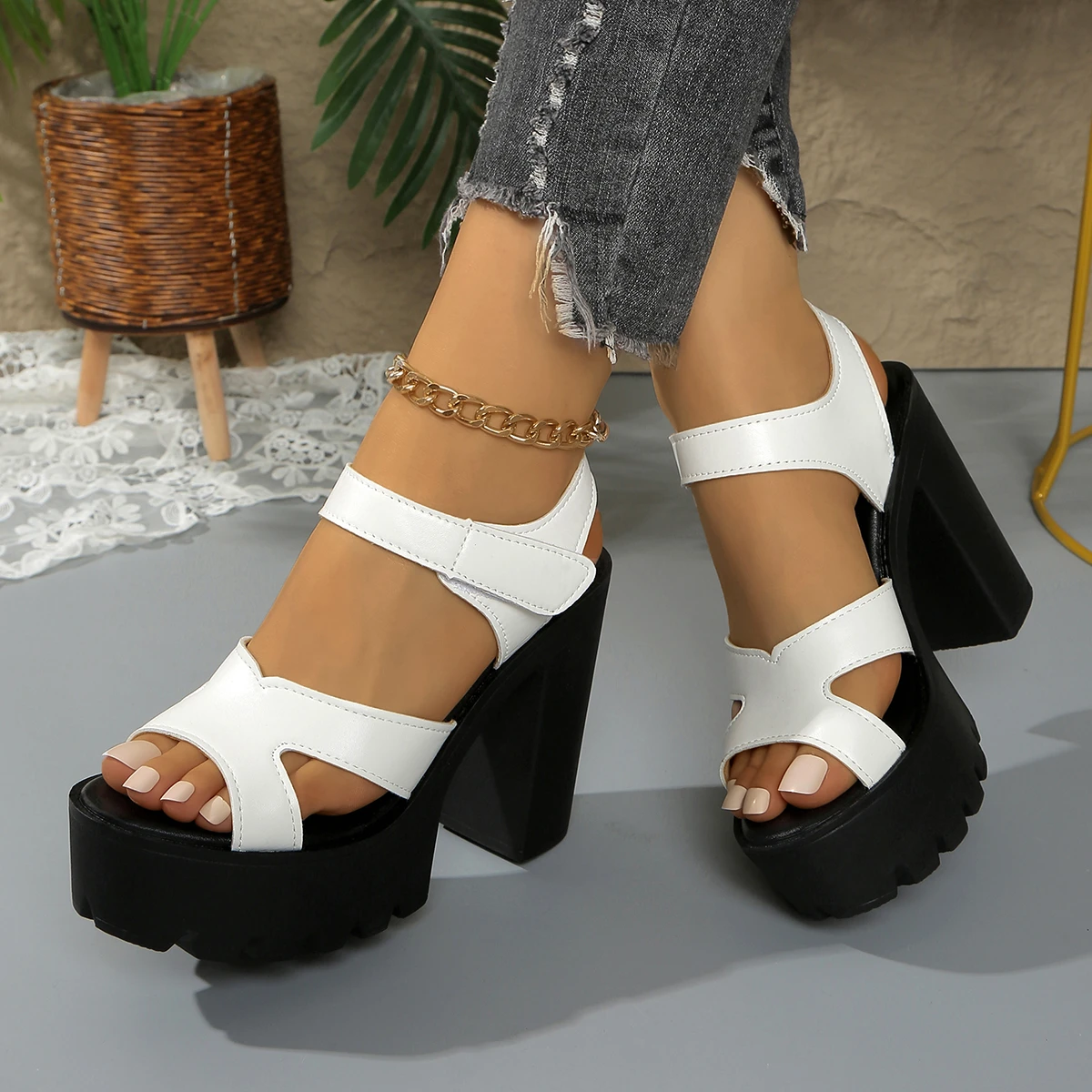 Women Sandals 2025 New Summer Platform High Heels Sandals Women Waterproof Super-high Chunky Heels Womens Shoes Zapatos De Mujer - 5