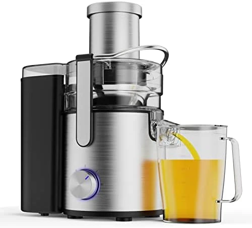 

3-SPEED LED Centrifugal Juicer Machines Vegetable and Fruit, Healnitor Juice Extractor with Stainless Steel 3.5" Big Mouth, Eye