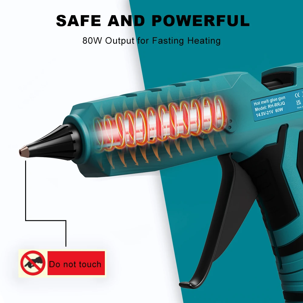 80W Cordless Hot Melt Glue Gun For Makita BL1830 18V Battery Li-ion BL1815 BL1840 BL1850 With 11mm Glue Sticks