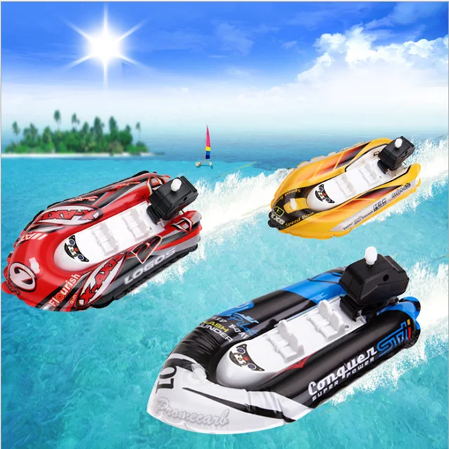 Inflatable Speed Boat Wind Up Toy Float In Water Kids Toys Clockwork Ship Toy Baby Bath Toy Water Play Game for Children Boy Toy 1