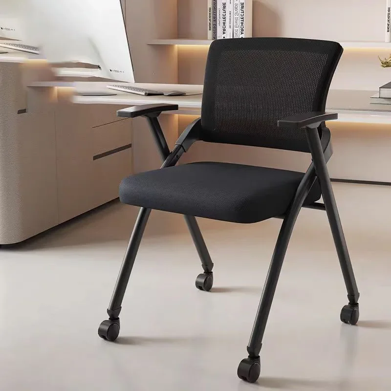 Складаний офісний стілець Складний настільний стілець з коліщатками Ергономічна сітка Стрибаюча спинка Стілець для конференц-залу, який можна штабелювати