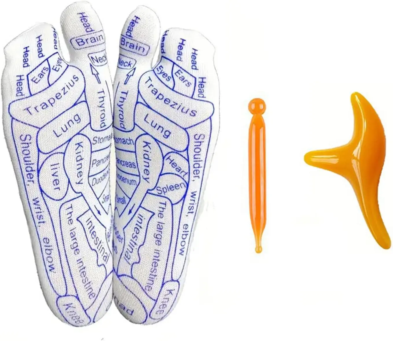Foot Massage Acupressure Socks Physiotherapy Massage Relieve Tired Feet Reflexology Socks Foot Point English Illustration