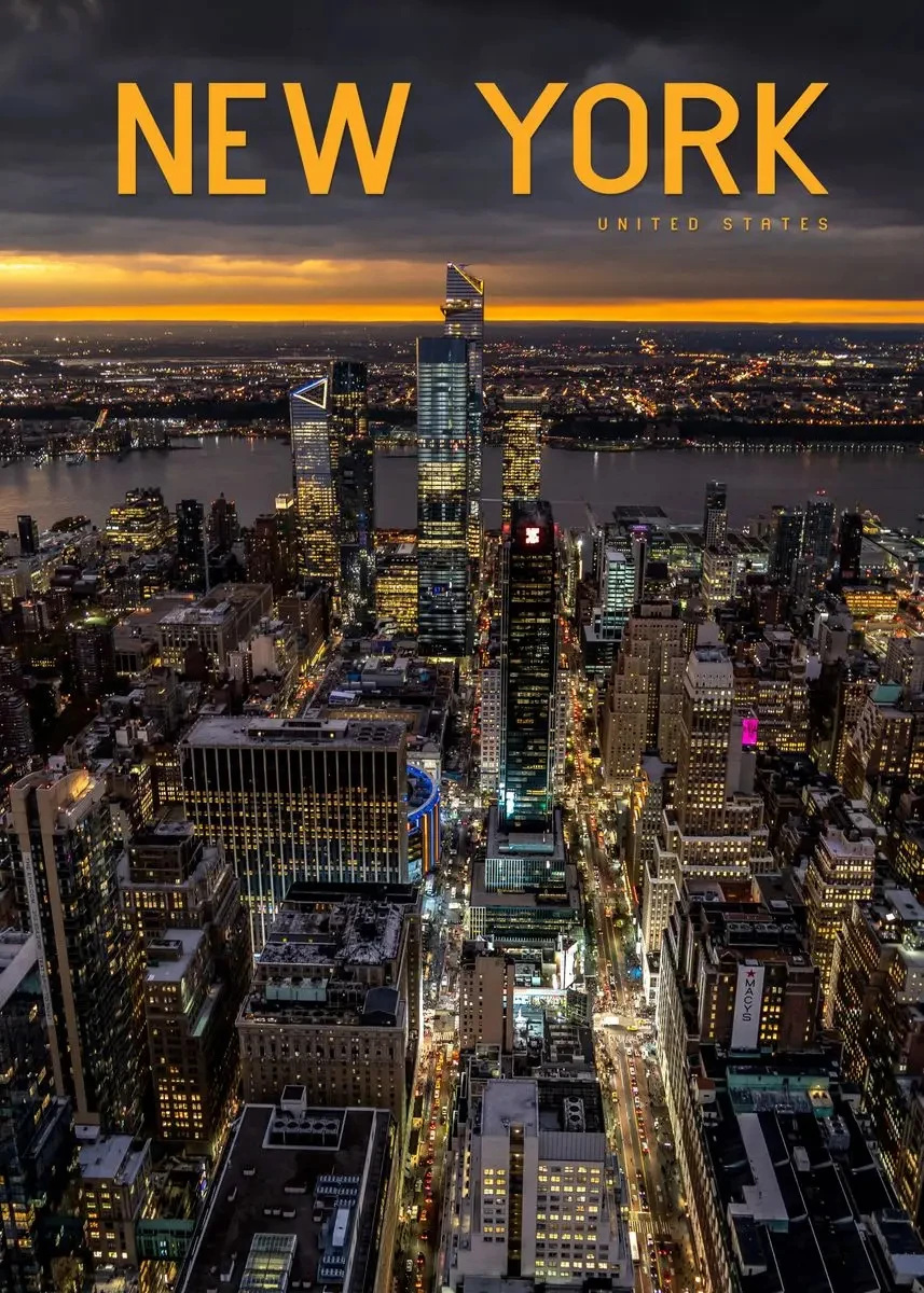 Manhattan Night Skyline Wall Art Canvas Print