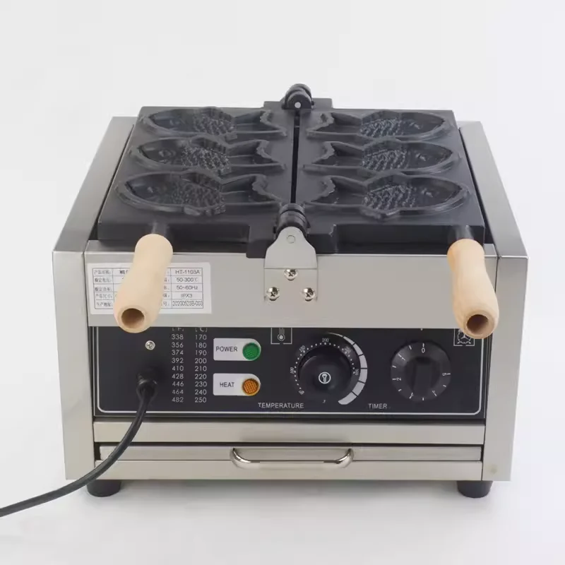 XEOLEO Taiyaki Maker 3PCS Fish Shaped Waffle Maker Machine 1400W Ice Cream Taiyaki Maker Non-stick Coating Electric/Gas