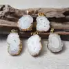 FUWO Wholesale 5Pcs Natural Stalactite Flower Pendant,Golden Plated Irregular White Crystal Accessories For Jewelry Making PD262 1