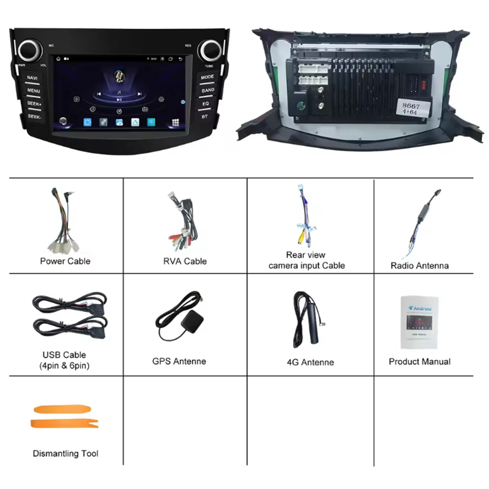 7"Android Car Radio for Toyota RAV4 2006-2012 Multimedia Player Supports CarPlay
