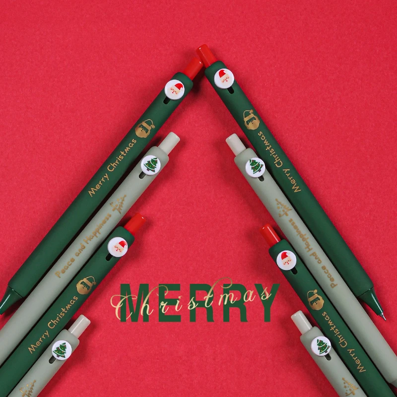 Kawaii Chrismas Gel Pen Cute Cartoon Christmas Tree Reindeer Santa Snowman Gifts 0.5mm Black Ink Pens School Office Stationary